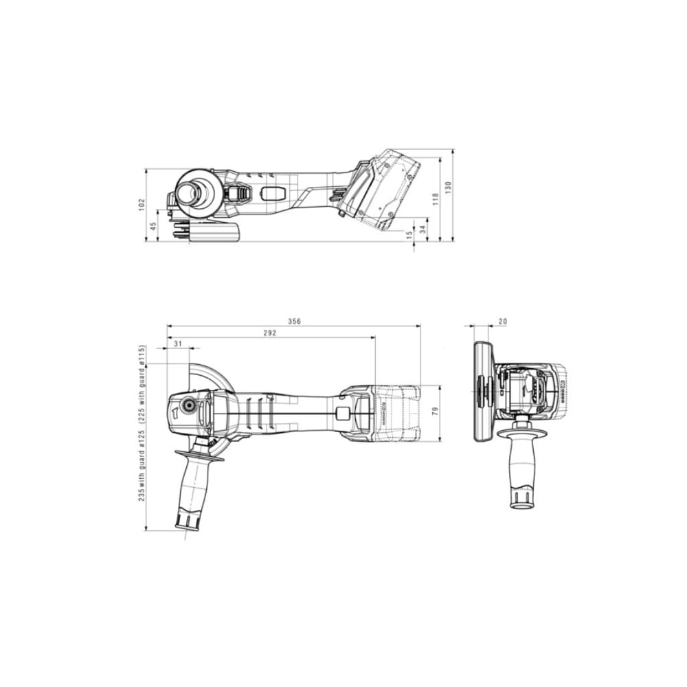 Akumulatorska ugaona brusilica W 18 9-125 (602247850) Metabo — slika 4