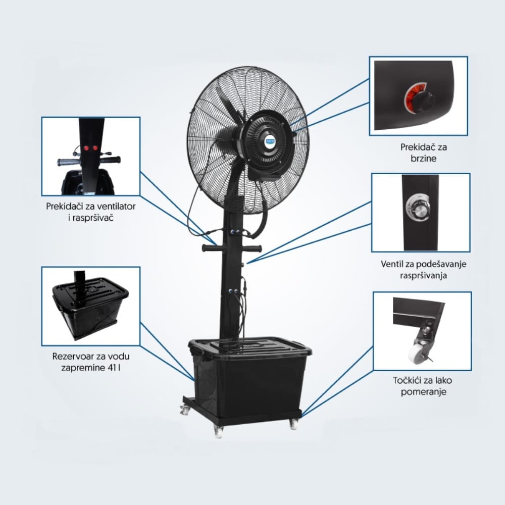 Metalni ventilator sa rasprašivačem MSF2603C 41l PROSTO — slika 2