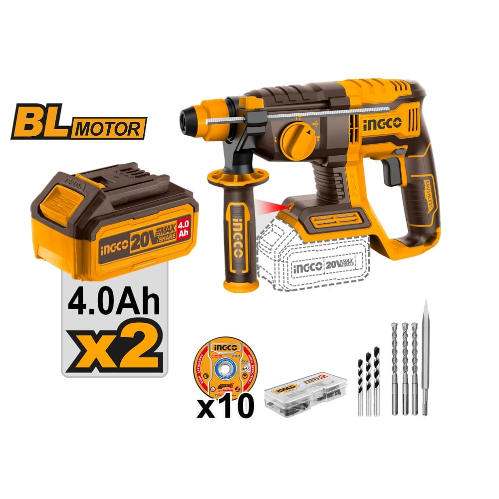 Akumulatorski set alata COSLI240202 20V 2×4.0Ah SUPER INGCO — slika 3