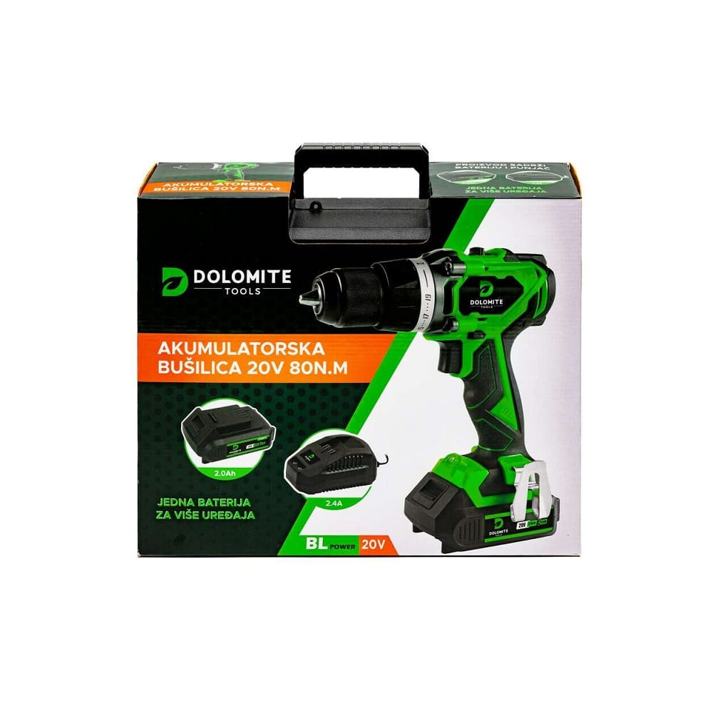 Akumulatorska bušilica 20V 80N.m. Brushless BC 1×2,0Ah (63854) Dolomite — slika 4